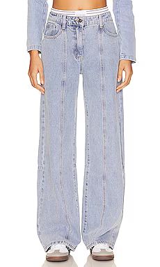 LIONESS Dawson Wide Leg in Washed Blue from Revolve.com | Revolve Clothing (Global)