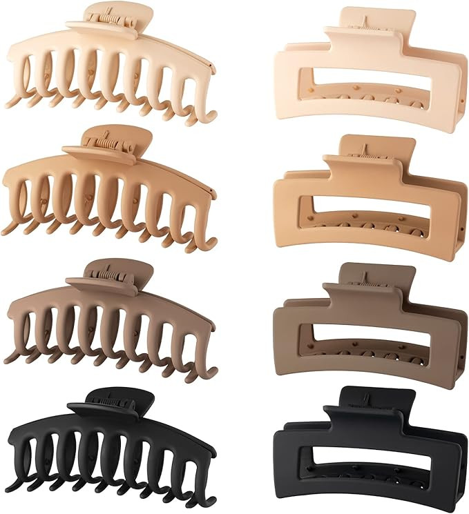 Wekin Hair Clips, Large Hair Claw Clips - 8 Pack, 4.3" Clips for Women & Girls, Strong Hold Matte... | Amazon (CA)