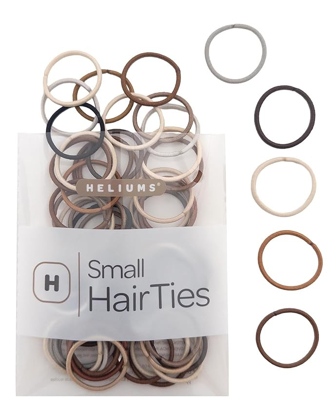 Heliums Small Hair Ties - Mix - No Damage Mini 1 Inch Reusable 2mm Elastics for Thin Hair and Kid... | Amazon (US)