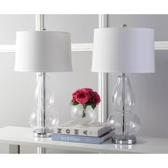 Safavieh Mercurio Modern/Contemporary Medium Base (e-26) Lamp Set with White Shades | Lowe's
