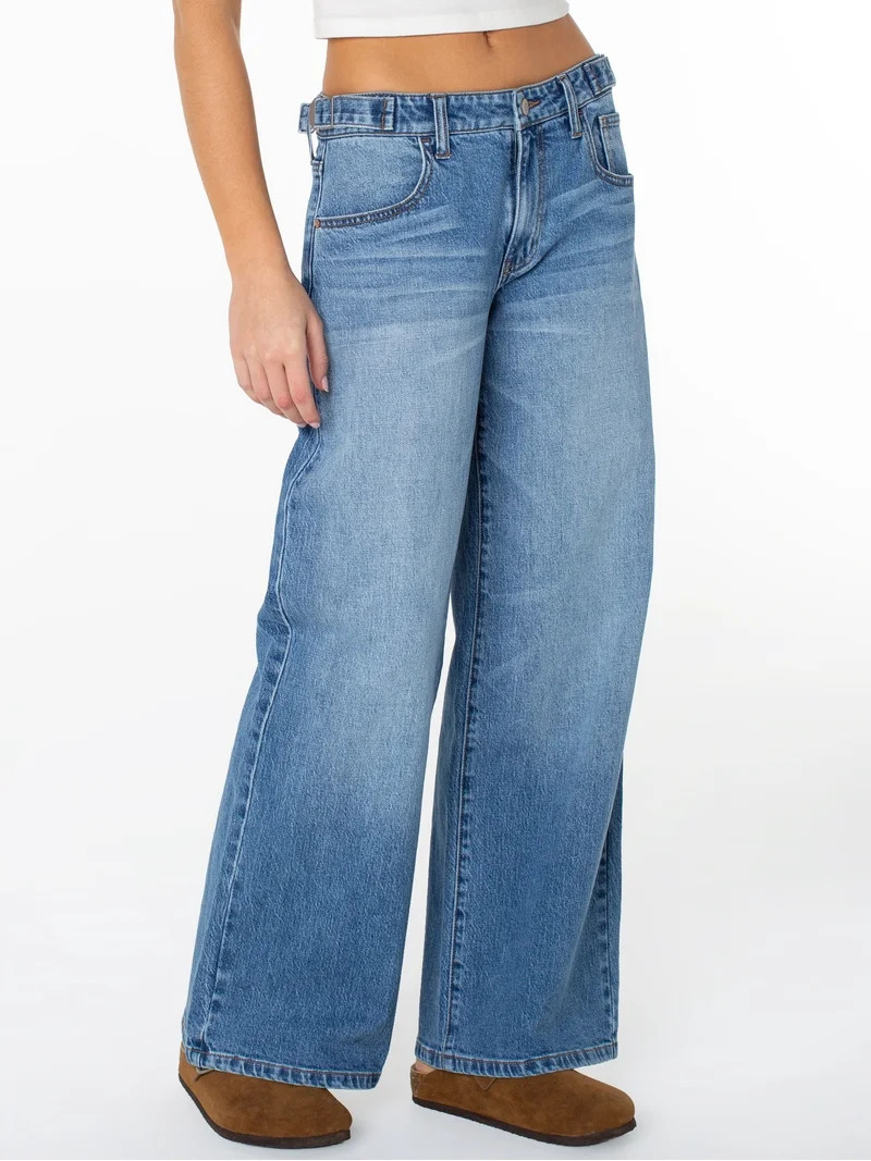 Celebrity Pink Women's and Women's Plus Wide Leg Baggy Jeans with Tab Waist, Sizes XS-4X | Walmart (US)