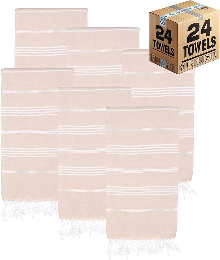 Turkish Beach Towels, Bulk Case of 24 | Oversized, Quick Dry, Sand Free | 100% Cotton, Large 38x7... | Amazon (US)