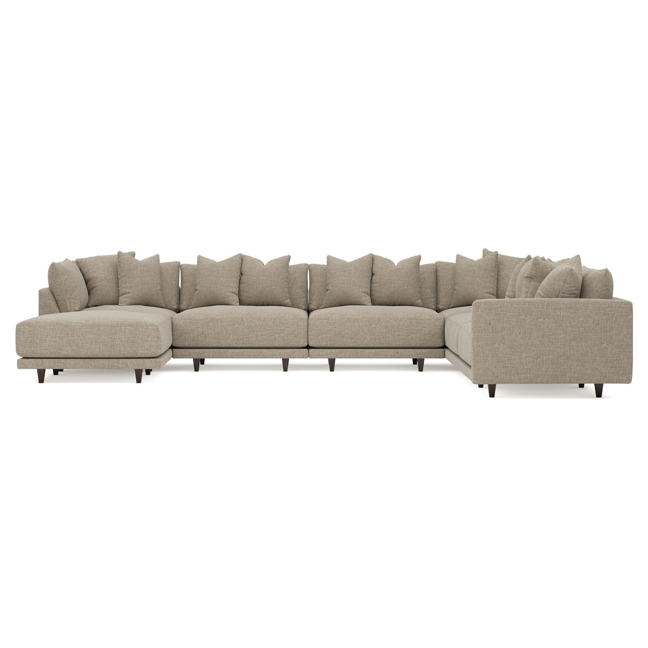 Toulouse Sand Modular 7-Piece Corner Sectional With Ottoman - Left End - 166 | Kathy Kuo Home