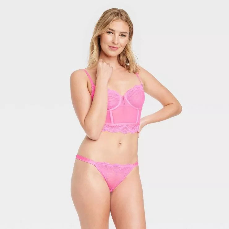 Women's Fishnet Lace Racerback Bra - Auden™ Pink 32d : Target