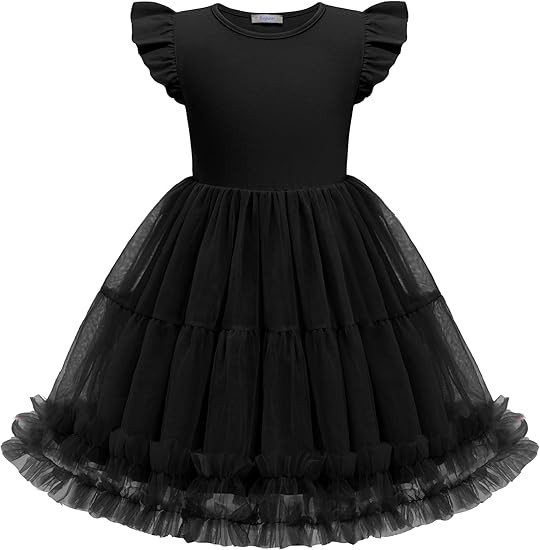 Arshiner Toddler Tutu Dress Girls Summer Ruffle Sleeve Tulle Sundress Birthday Party Dresses 3-8Y | Amazon (US)