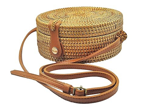 Rattan bags for women, rattan purse, round rattan bags, summer handbags for women, bamboo bags fo... | Amazon (US)