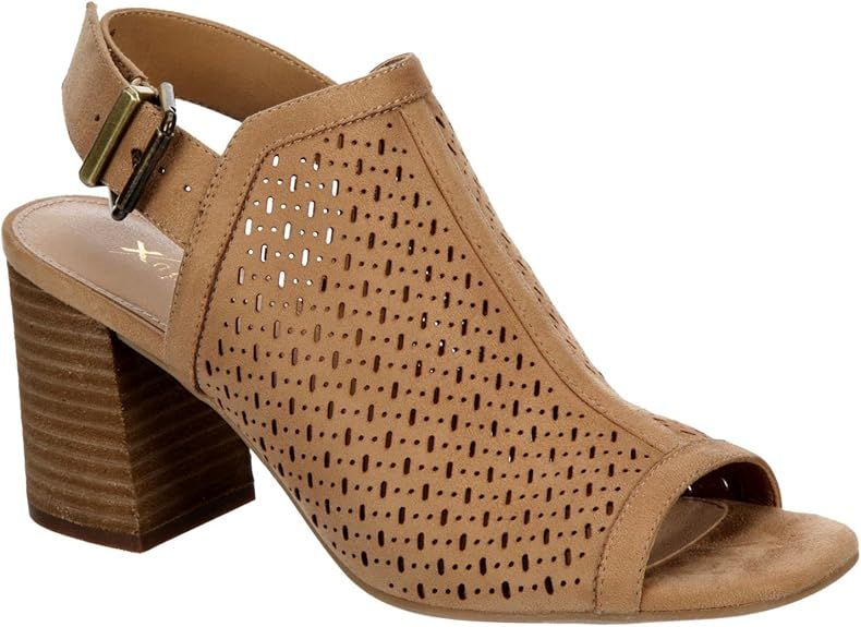 XAPPEAL Zella - Women's Laser Cut Peep Toe Low Heeled Sandals | Amazon (US)