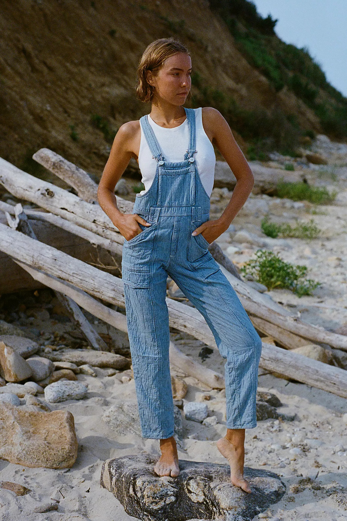 Vintage Chambray Overalls Selected By Pre Loved | Free People (Global - UK&FR Excluded)