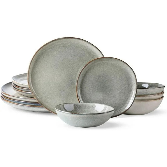 AmorArc Ceramic Dinnerware Sets,Handmade Reactive Glaze Stoneware Plates and Bowls Sets,Highly Ch... | Walmart (US)