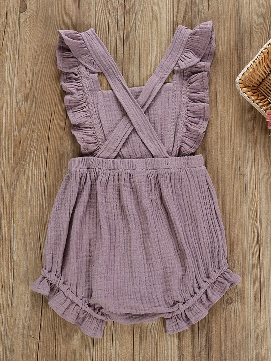 Toddler Girls Square Neck Ruffle Trim Overalls | SHEIN