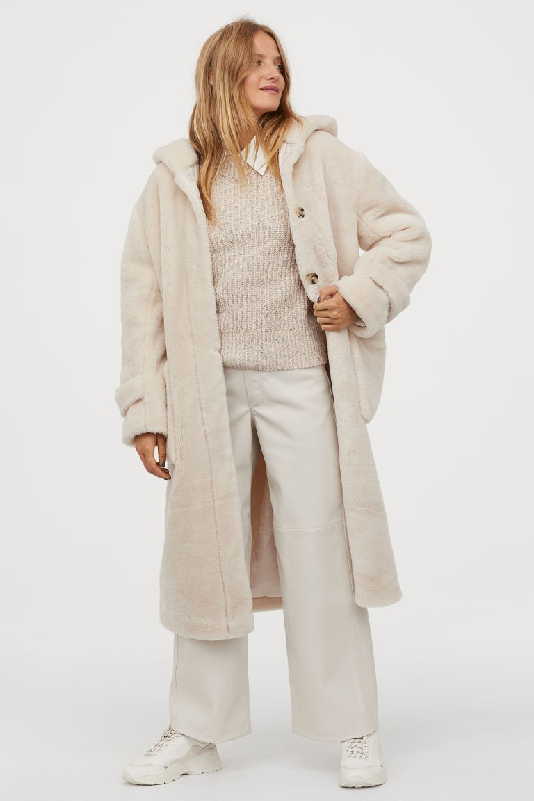 Hooded faux fur coat | H&M (UK, MY, IN, SG, PH, TW, HK)