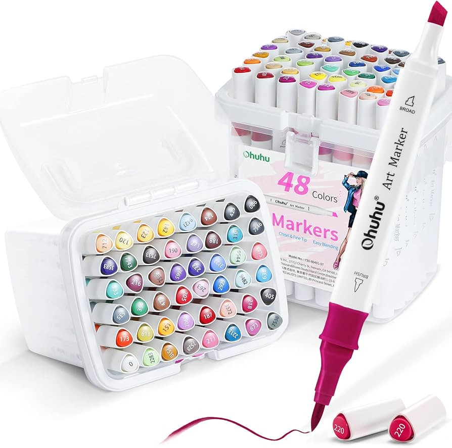 Ohuhu Alcohol Markers Brush Tip: Double Tipped Art Marker Set for Artists Adults Drawing Sketchin... | Amazon (US)