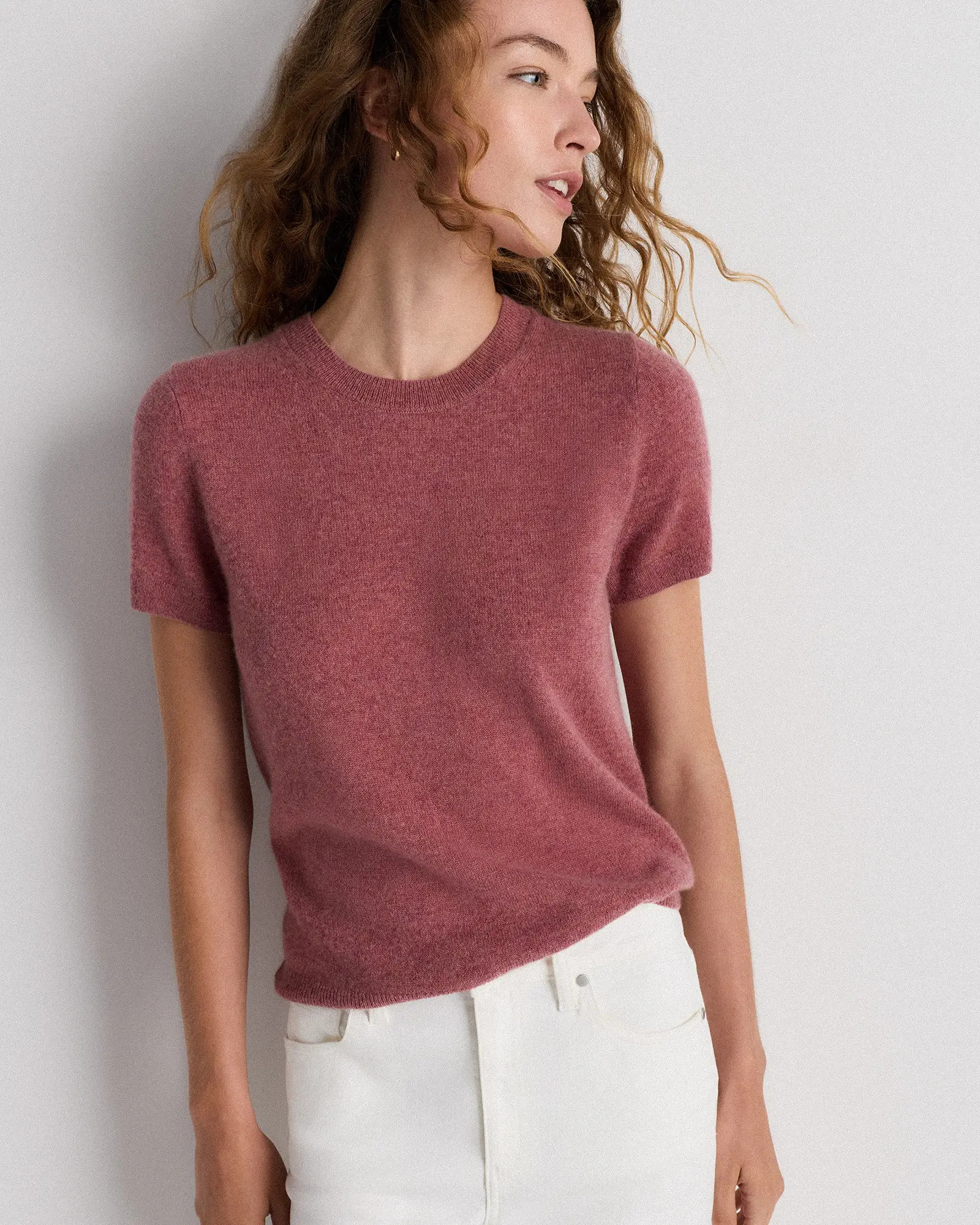 Cashmere Tee | Quince in Heather Shaded Rose Pink | Quince