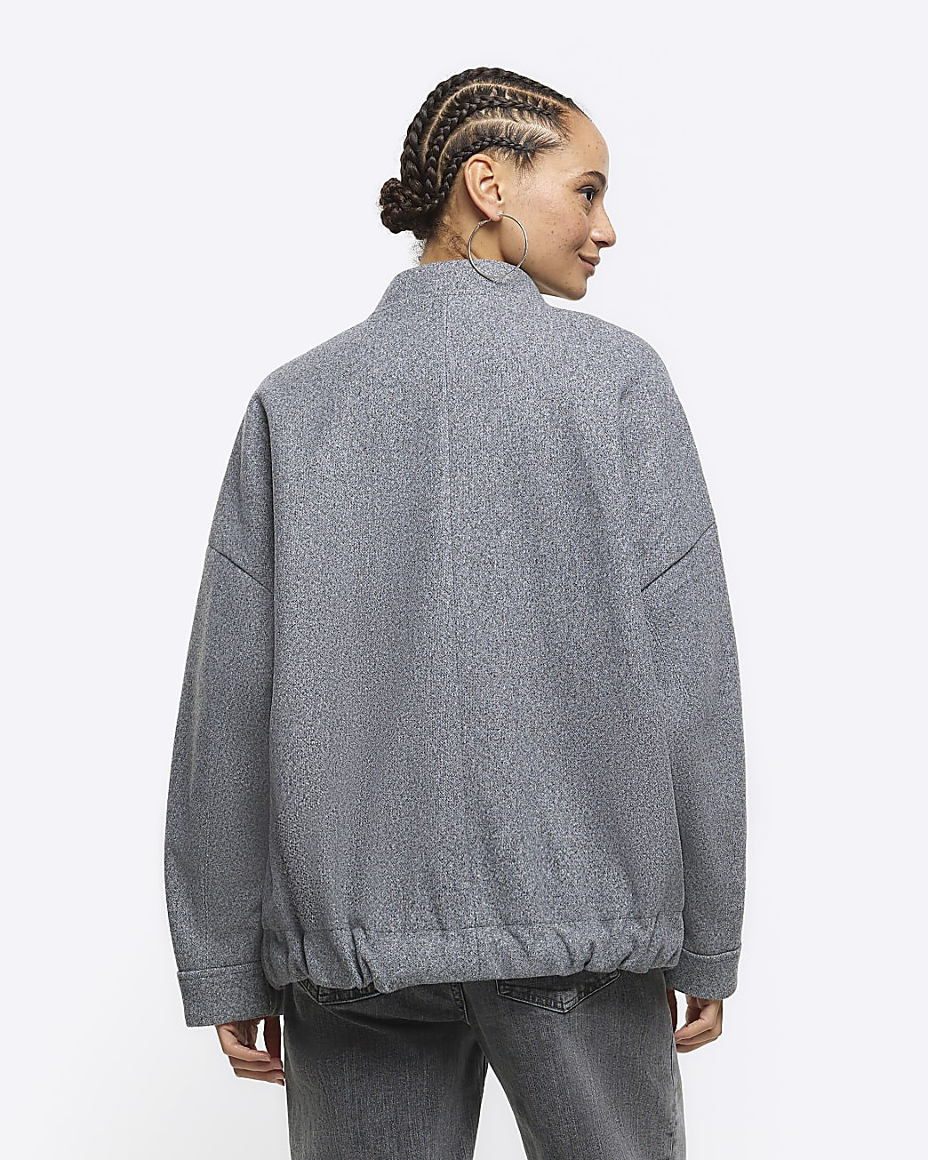 Grey faux wool bomber jacket | River Island (UK & IE)