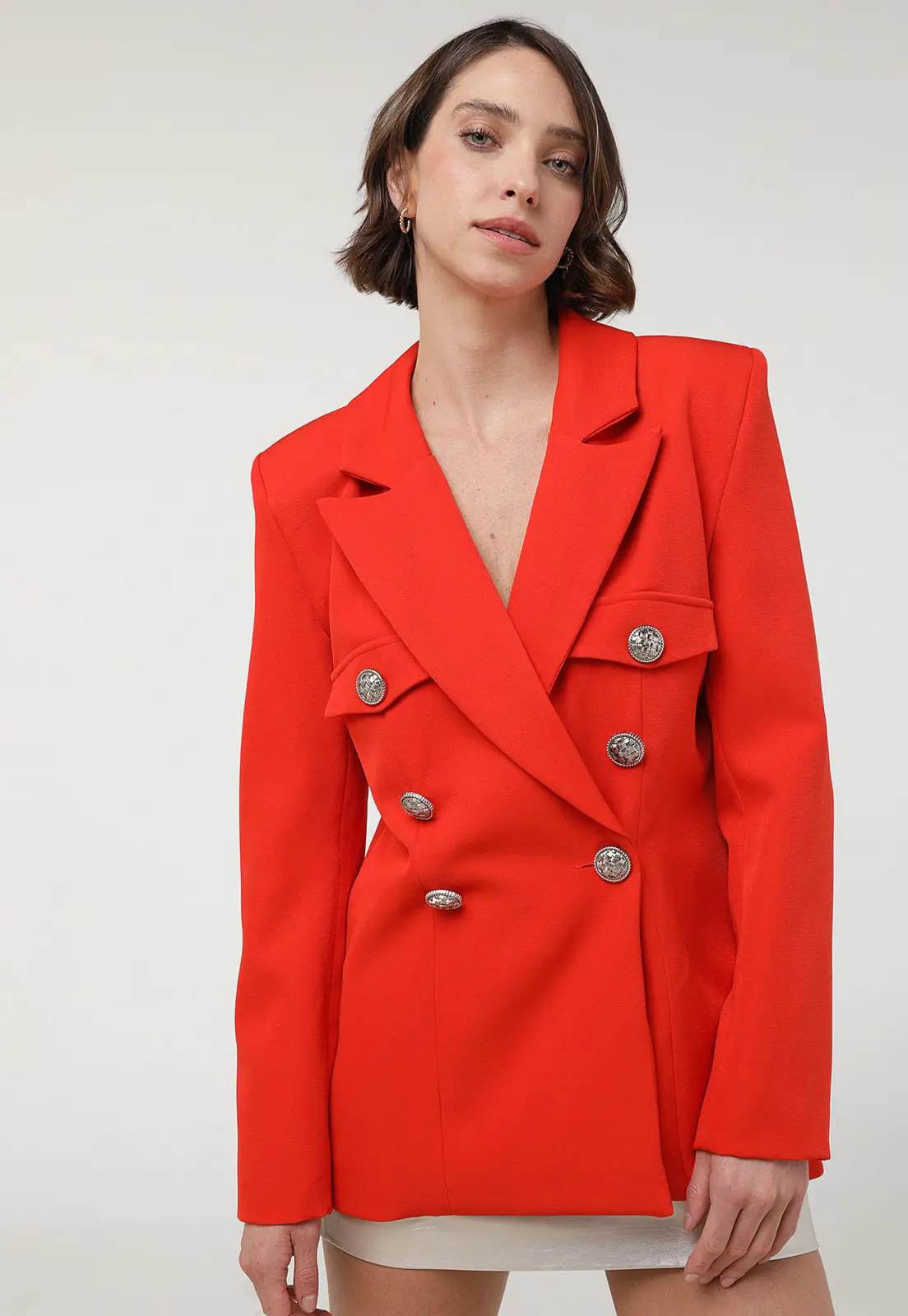 Blazer Lança Perfume Alongado Botões Laranja | Dafiti (BR)