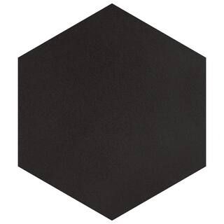 Merola Tile Textile Hex Black 8-5/8 in. x 9-7/8 in. Porcelain Floor and Wall Tile (11.56 sq. ft. ... | The Home Depot