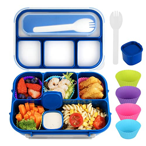 MaMix Bento Lunch Box Adult Box, Kids, Containers for Adults/Kids/Students,1300ML-4 Compartment (bright blue) | Amazon (US)