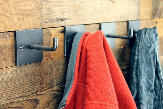 Industrial Hook, Square Base | Modern Rustic Coat Hook, Wall Mounted Hanger | One Hook | Etsy (US)