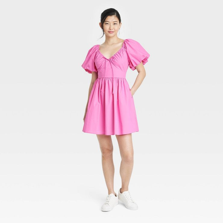 Women's Puff Short Sleeve Dress - A New Day™ | Target
