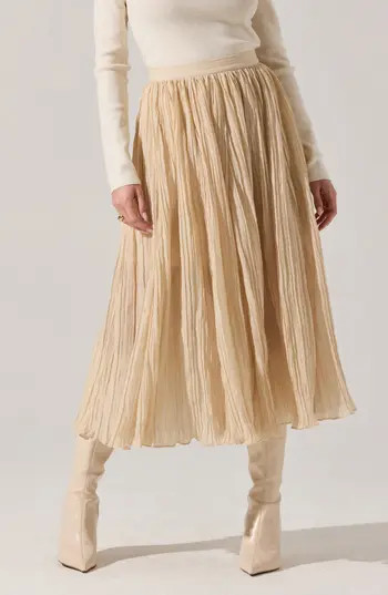 ASTR the Label Salome Pleated A-Line Midi Skirt in Cream at Nordstrom Rack, Size Large | Nordstrom Rack