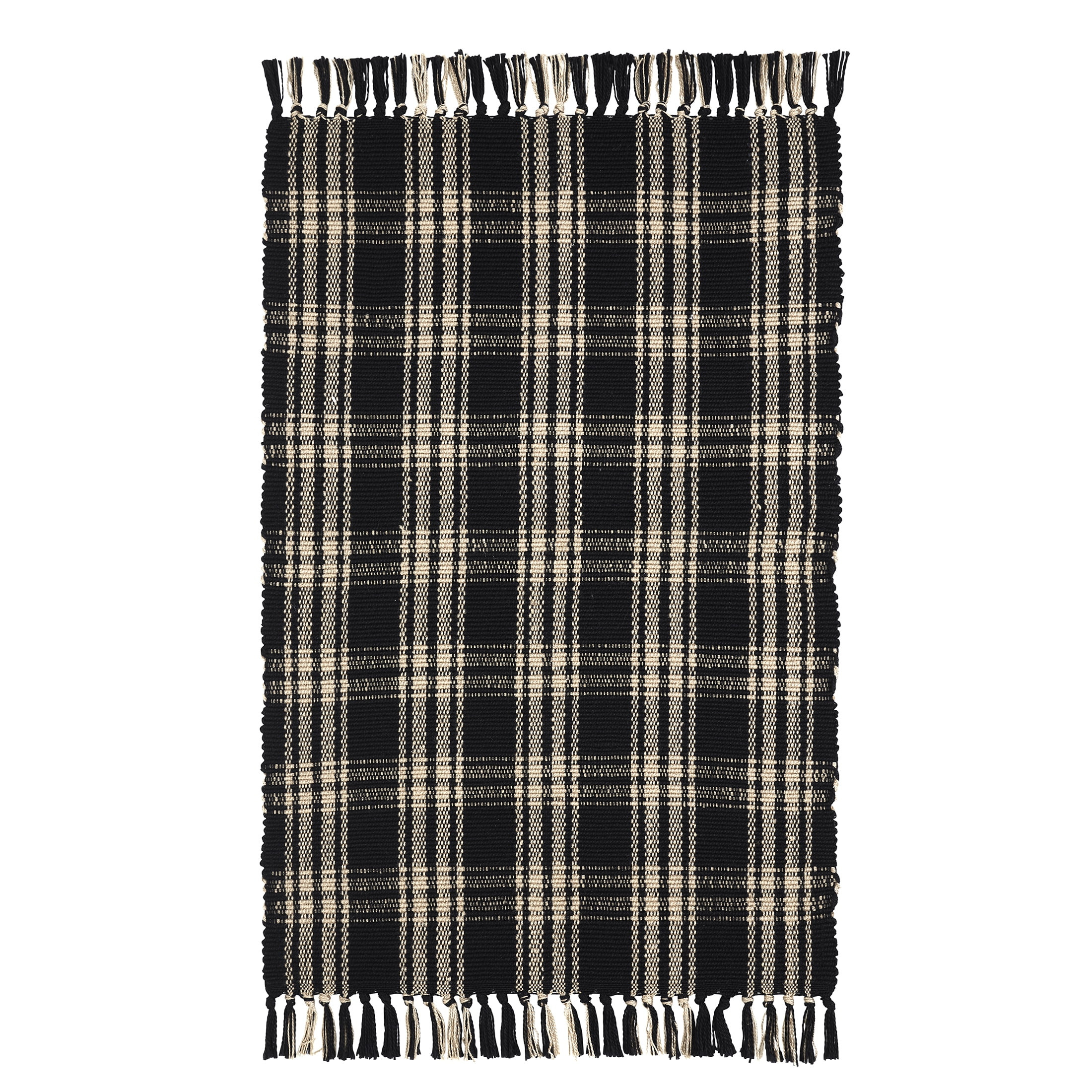 My Texas House Black Plaid Indoor/Outdoor Layering Rug, 38" x 58" - Walmart.com | Walmart (US)