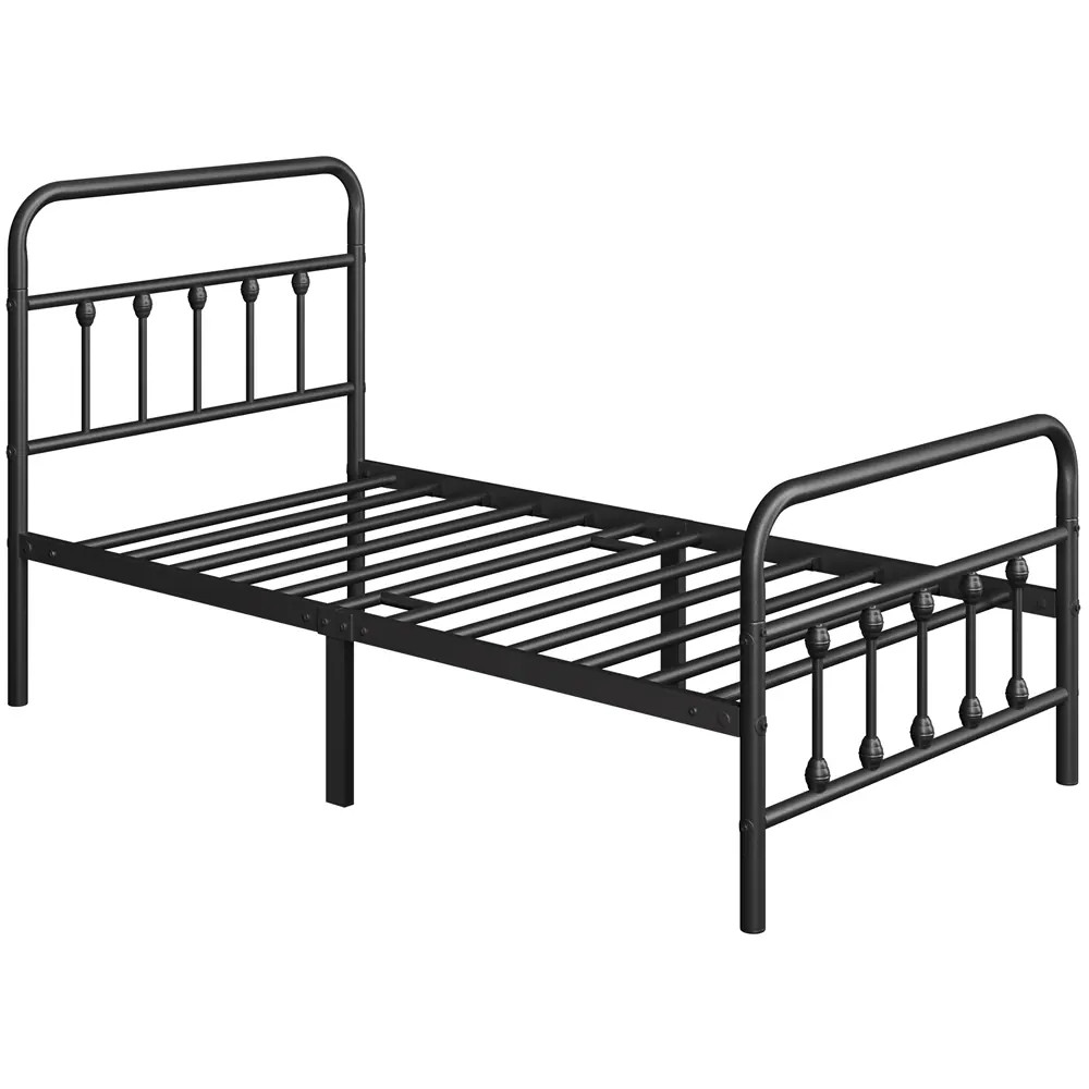 Yaheetech Twin Black Classic Iron Platform Bed with High Headboard and Footboard one_size | LSQ9E70001 | Lowe's