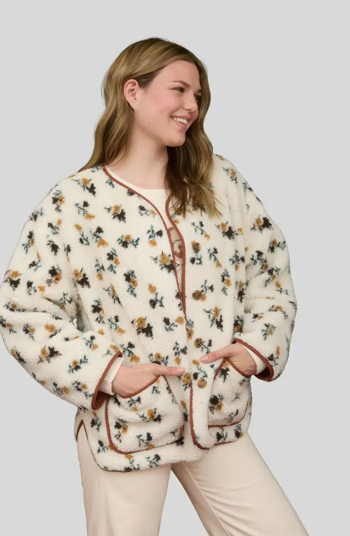 Blu Pepper Floral Print Faux Shearling Jacket | Nordstromrack | Nordstrom Rack