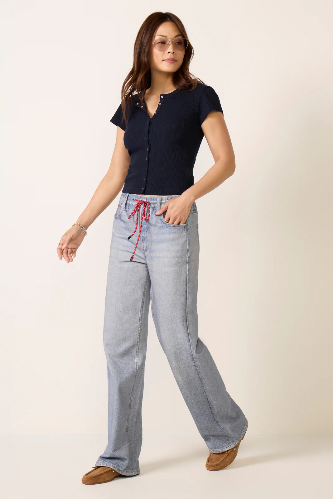 RAG AND BONE Women's Miramar Drawcord Wide Leg Pants, Size XS, Blue | Evereve