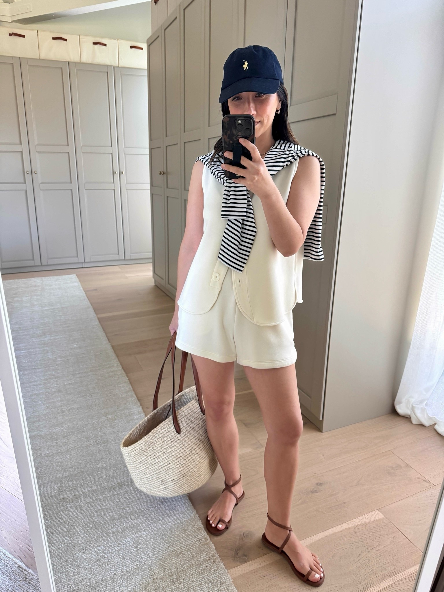 Easy summer outfits. Coordinating pieces that are easy to throw on as a mom. 

Varley tank xs
Varley shorts small
Tkees sandals 5
Hunting Season type 
Polo cap
AYR stripe tee xs - old
Dorsey James necklace 15”
Electric Picks earrings

summer outfits, summer style, petite style

#LTKmomlife #LTKootd #LTKPetite