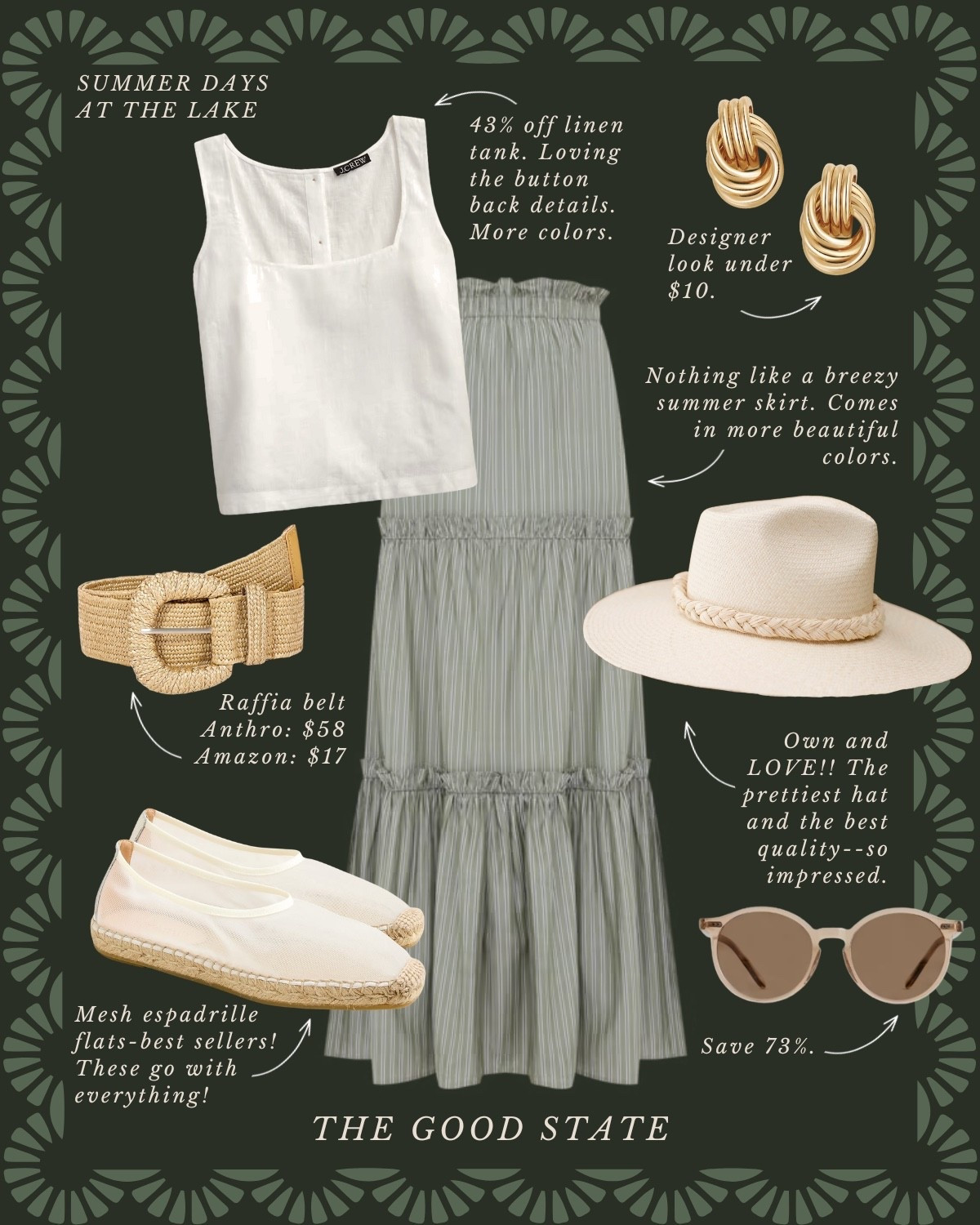 This is for the Nancy Meyers-loving girlies living their best life as they sip on a cup of freshly brewed coffee and watch the sunrise over the lake. For the ones breathing in slow mornings and fresh air. This is for the ladies spending all day out on the boat and the evening on the dock with a glass of wine and good company. For the girlies who still flip on The Parent Trap and eat Oreos dipped in peanut butter. This is for the ladies who love all things gingham, their trusty ball cap and the ease of a Summertime dress. For those thriving in this Americana Summer. This is for you🫶🏼 Ootd, outfit idea, style tip, classic style, timeless style striped sweater, quince, J.Crew, J.Crew, factory, target, target fashion, target style, Walmart, Anthropologie, Anthro, Madewell, white dress, spring dress, summer dress, spring fashion, summer fashion, vacation, outfit, Fourth of July, outfit, red, white, and blue outfit, gingham dress, quilt dress, organic skincare, pearl, jewelry, Abercrombie, and Fitch, Tuckernuck, Madewell, H&M, Amazon, Amazon style, farmers market outfit, sissy light hat, dolce vita, women’s shoes, raffia bags, wedding guest dress, dress, wedding guest, Lauren England, the good state, lake, lake outfit, lake house, summer sweater, American flag sweater, ll bean

#LTKSaleAlert #LTKStyleTip #LTKFindsUnder50