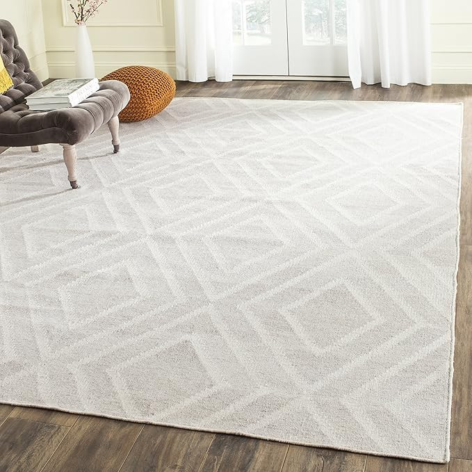 SAFAVIEH Area Rug 8x10 - Kilim Collection - Large - Ivory & Ivory, Handmade Viscose, Moroccan Des... | Amazon (US)
