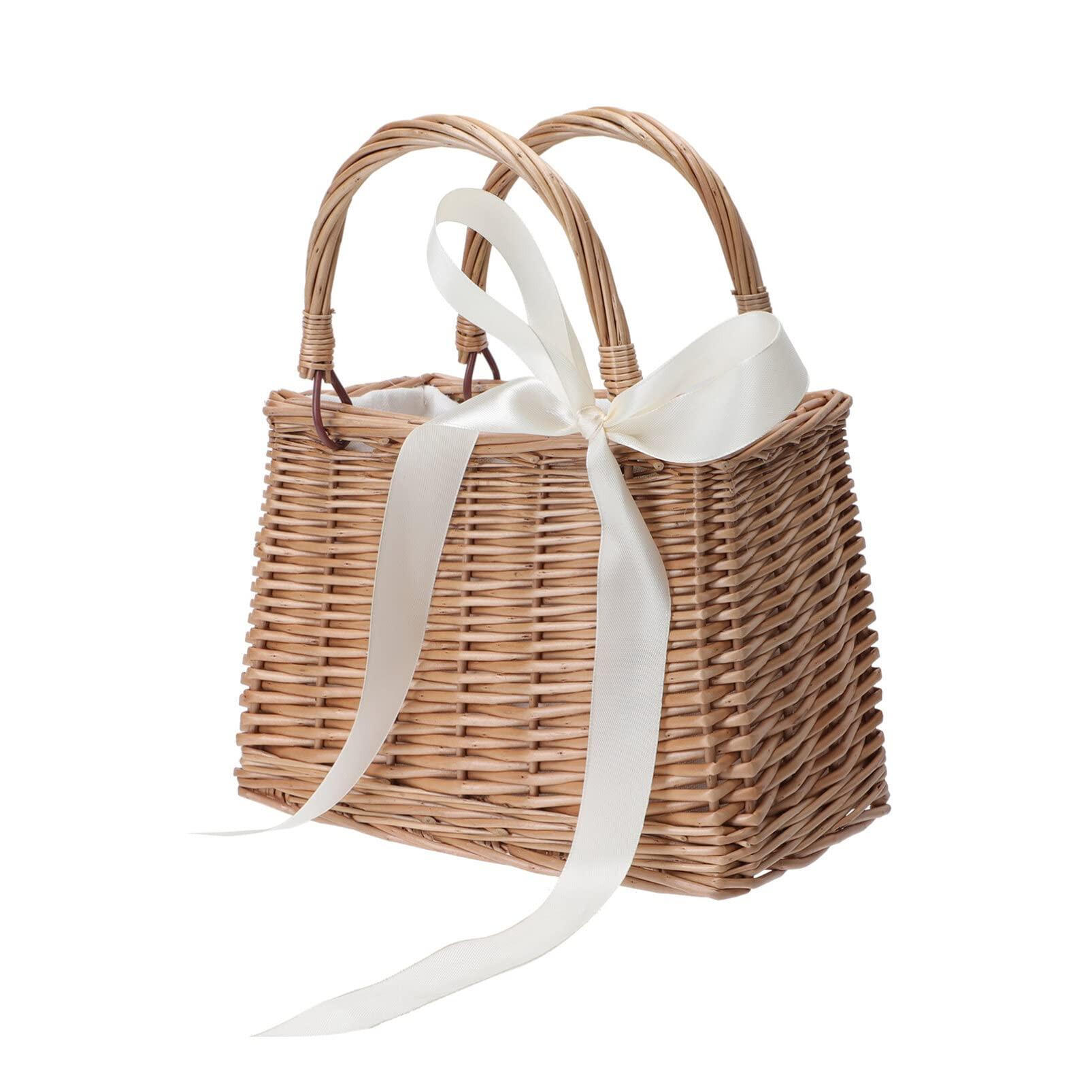 ABOOFAN Wicker Handbag Woven Rattan Storage Basket Top Handles Wedding Flower Girl Baskets Boho S... | Amazon (US)