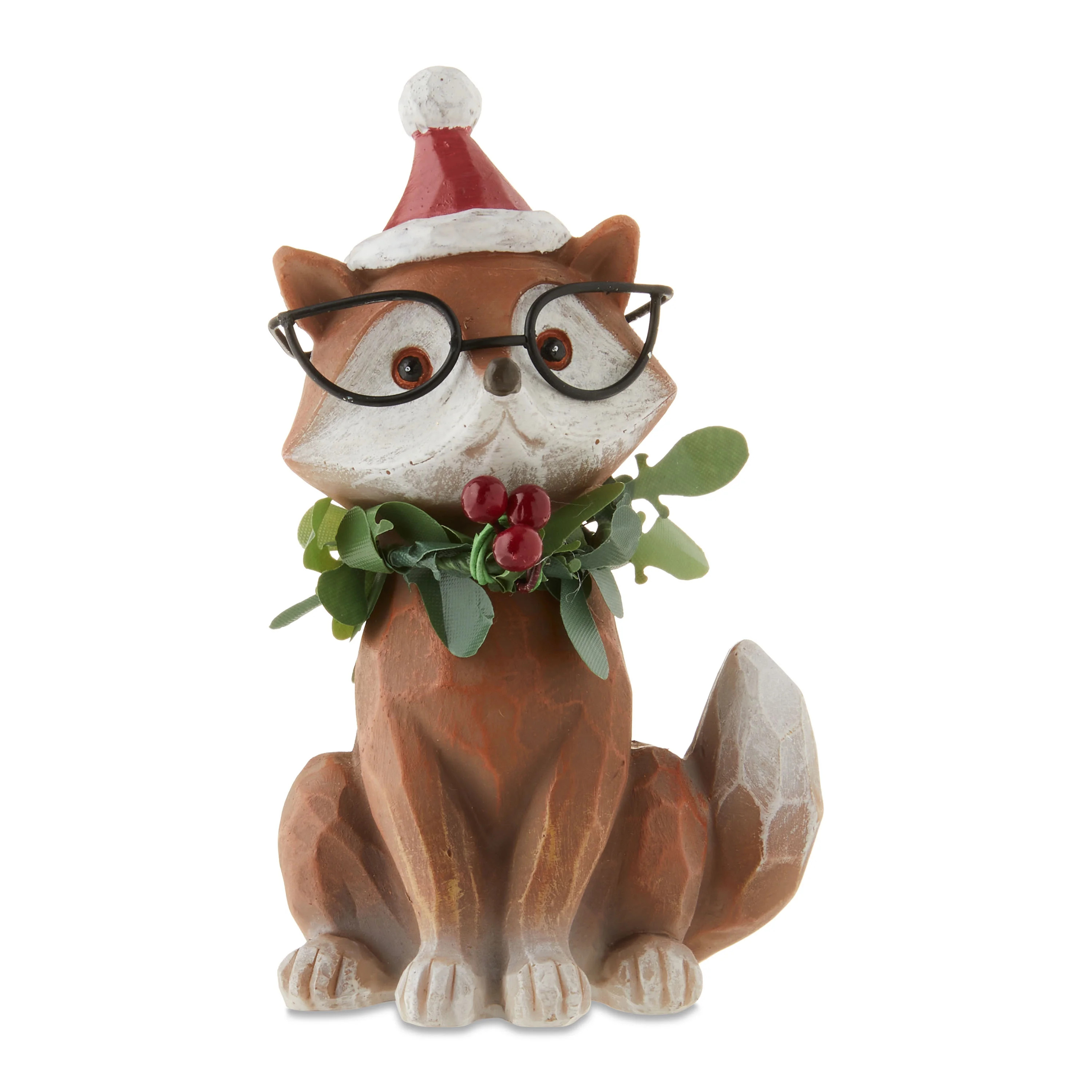 Fox with Santa Hat and Mistletoe Christmas Tabletop Decoration, Multicolor, 4.3", by Holiday Time... | Walmart (US)