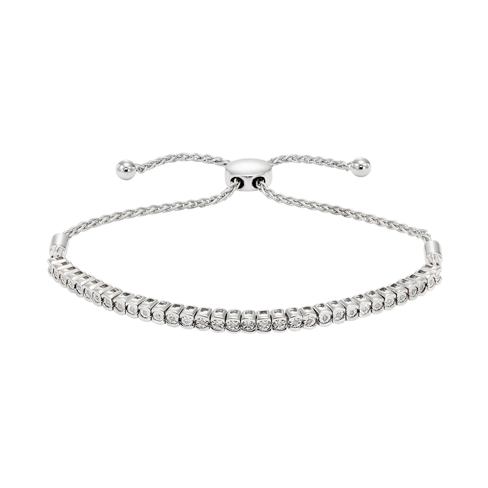 10k White Gold 1/4 Carat T.W. Diamond Adjustable Bracelet, Women's, Size: 9.5 | Kohl's