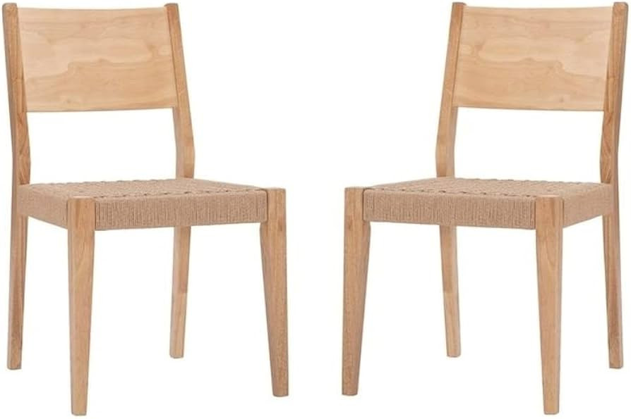 Powell Furniture Linon Patty Set of Two Wood 18" Dining Chairs in Natural Brown | Amazon (US)