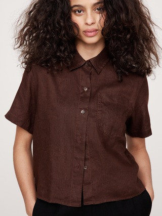 Boxy Linen Short-Sleeve Shirt | Banana Republic | Banana Republic (US)