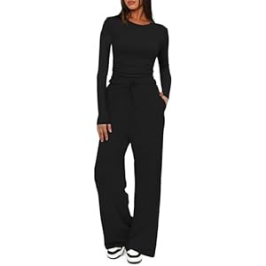 Darong Women's 2 Piece Lounge Set 2026 Long Sleeve Tops Wide Leg Pants Casual Matching Outfit Tra... | Amazon (US)