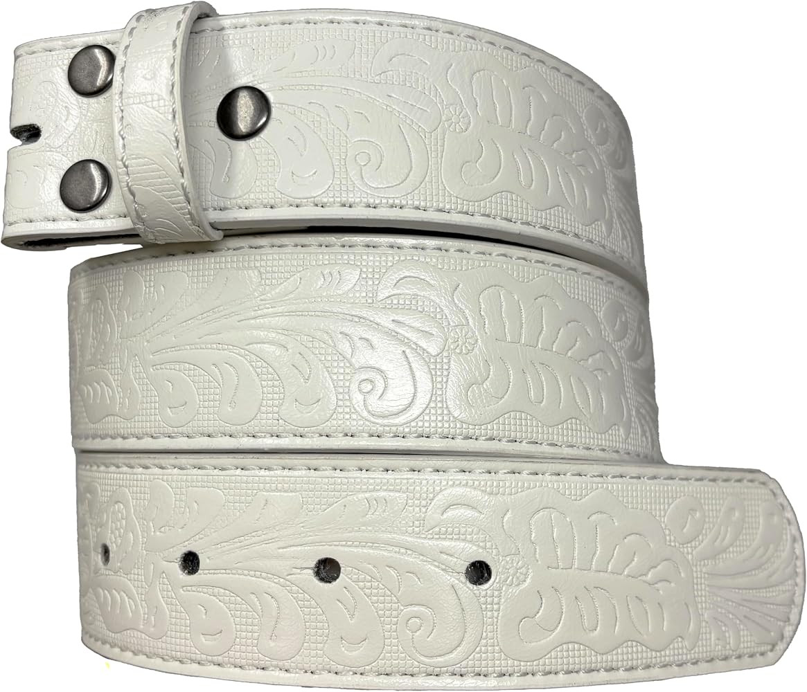 Western Leather Belt Strap - 1.5\u201d Wide Embossed Scrollwork Without Buckle | Amazon (US)