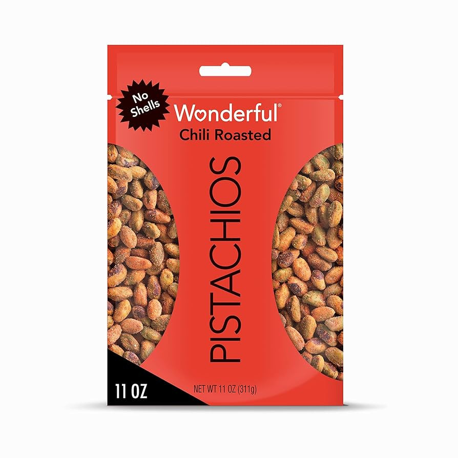 Wonderful Pistachios No Shells, Chili Roasted Nuts, 11 Ounce Resealable Bag, Protein Snacks, Glut... | Amazon (US)
