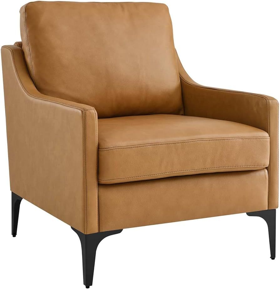 Modway Corland Modern Style Leather and Metal Armchair in Tan | Amazon (US)