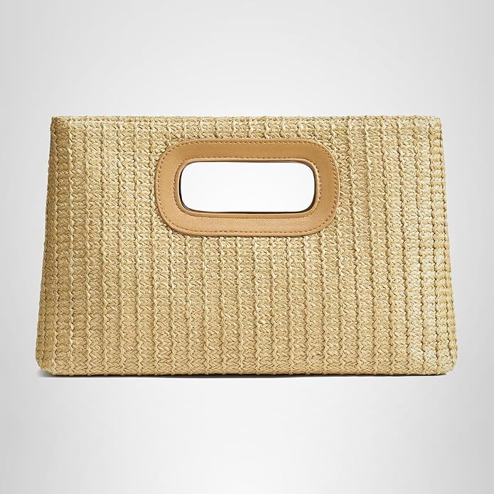 Chic Straw Clutch Purses for Women with Top Handle Summer Bag, Ideal Vacation Handbags and Woven ... | Amazon (US)