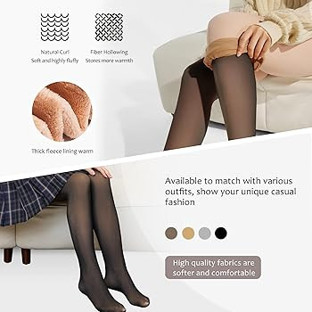 EXQUISLIFE Fleece Lined Tights Sheer Women - Fake Translucent Warm Pantyhose Leggings Sheer Thick... | Amazon (US)