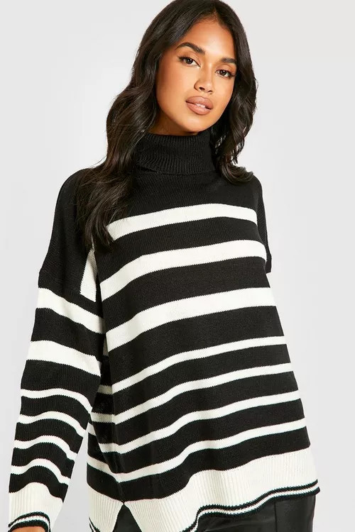 Stripe Roll Neck Jumper | Boohoo.com (UK & IE)