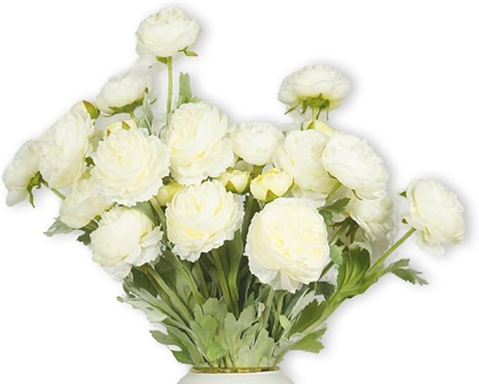 Artificial Flowers White Peonies 10pcs 30Heads Bouquet Fake Peonies Artificial Ranunculus Flowers... | Amazon (US)