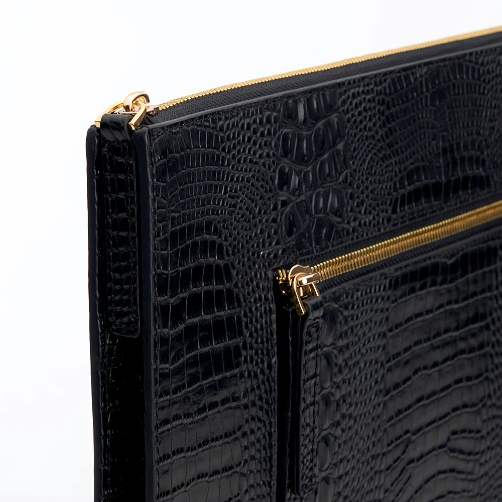 Black Crocodile Embossed Laptop Sleeve | Chic Geeks