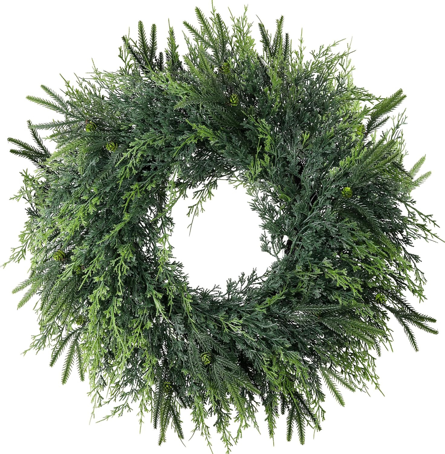 26In Christmas Wreath,Christmas Pine Wreath for Front Door,Real Touch Norfolk、Cedar Leaves Wreath for Indoor Outdoor, Home, Holiday, Mantle,Wall Decor | Amazon (US)