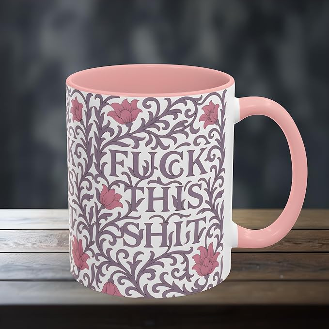 Christmas Floral Fuck This Shit Mug, Pink Holiday Aesthetic Swear Word Cup, Funny Adult Christmas... | Amazon (US)