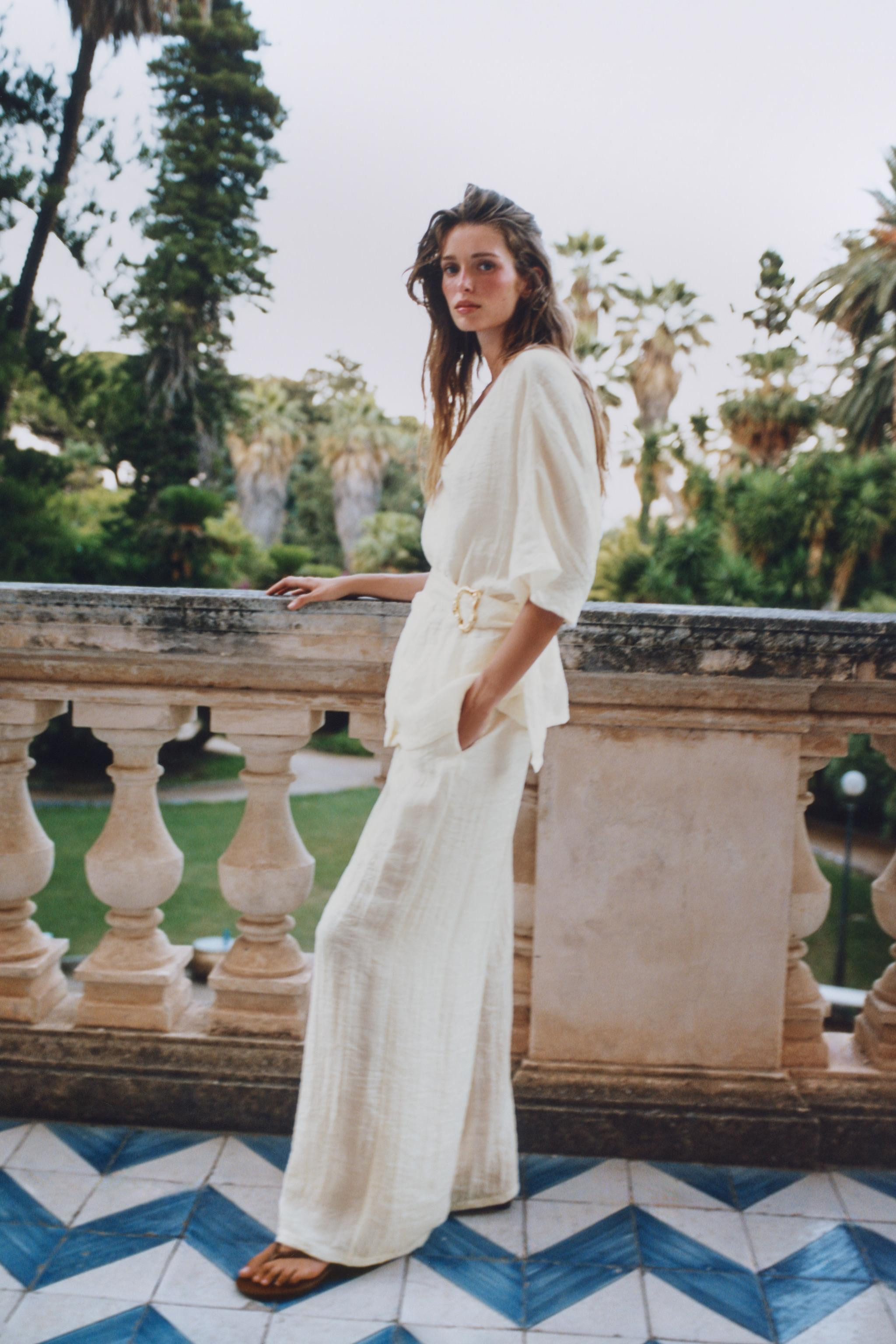 PLEATED WIDE LEG PANTS | Zara US