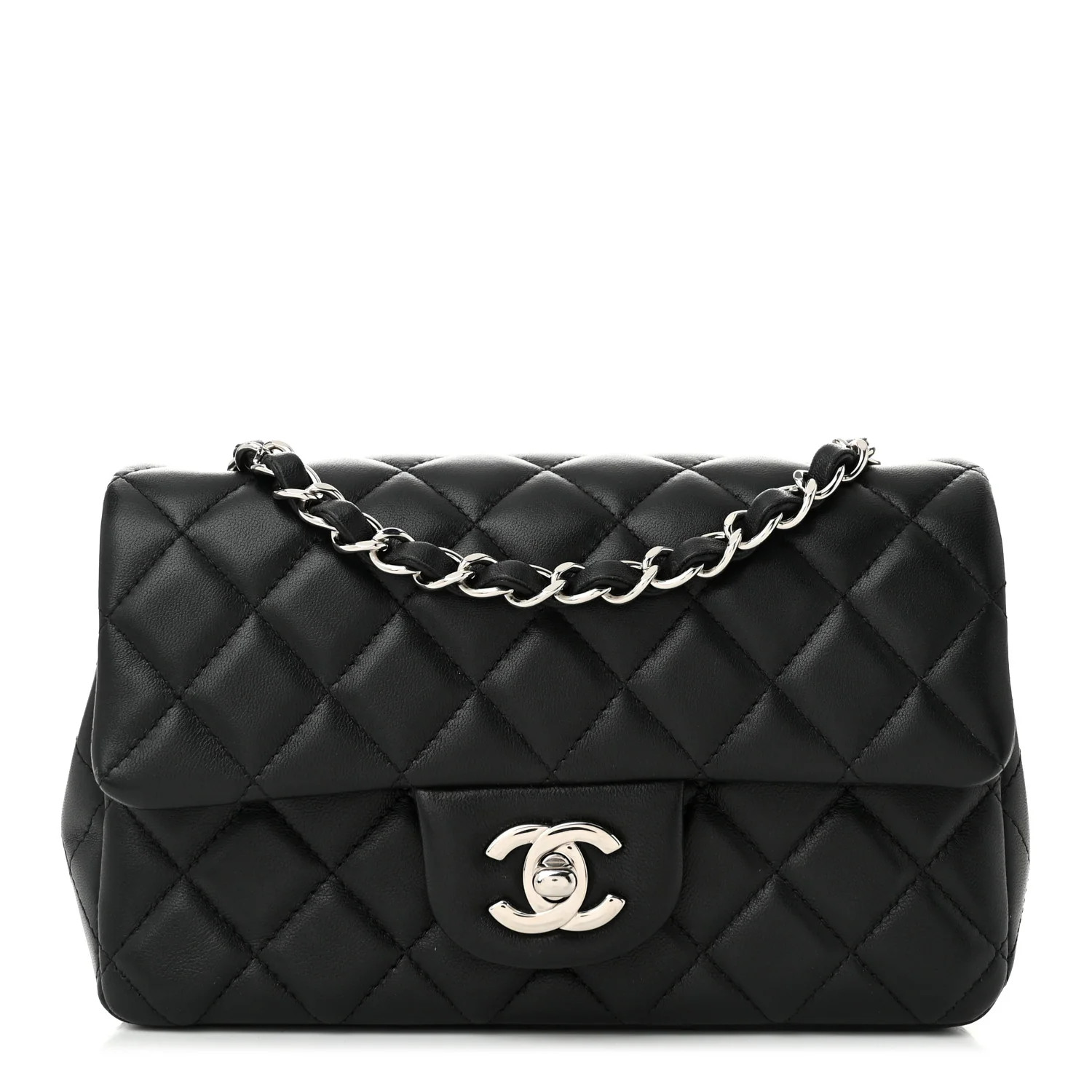 Lambskin Quilted Mini Rectangular Flap Black | FASHIONPHILE (US)