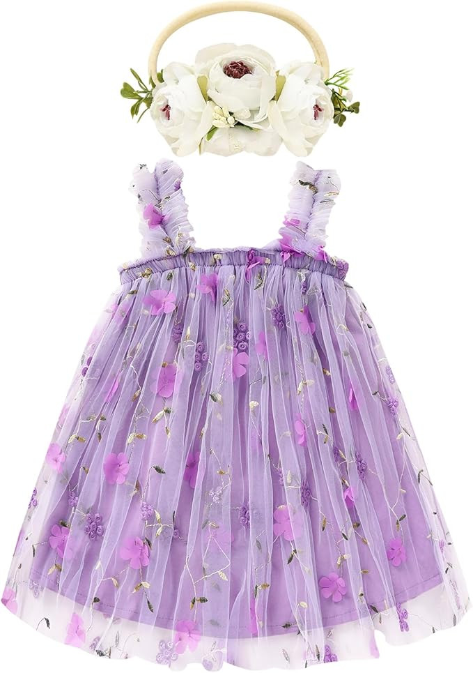 Toddler Baby Girls Tutu Dress Sleeveless Floral Print Layered Tulle Dress Little Girl Princess Dr... | Amazon (US)
